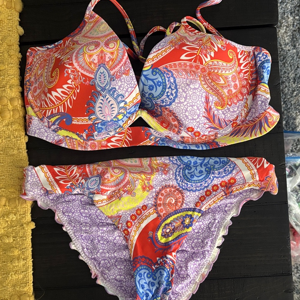 Luli Fama Multicolor Paisley Bikini Set